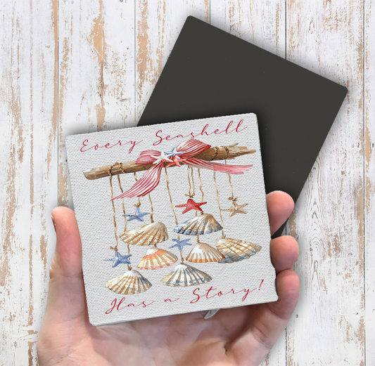 Every Seashell as a Story Beach  Magnet Fridge (Set of 2)