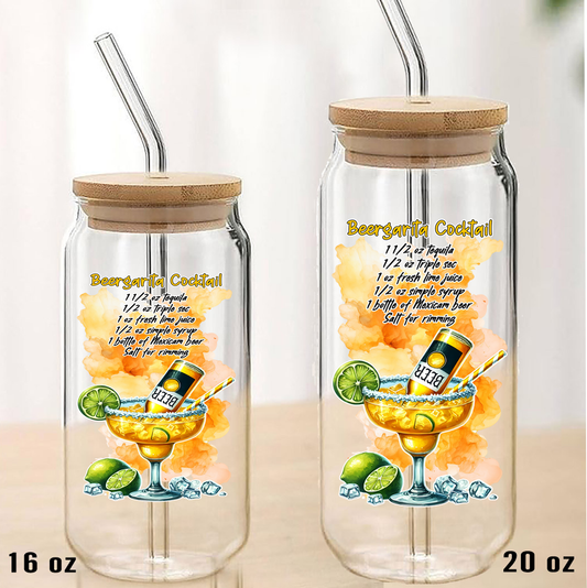 Summer Cocktail Beergarita Can Glass with Lid Straw