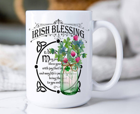 St Patricks Day Bless Irish Home 15 oz Coffee Mug