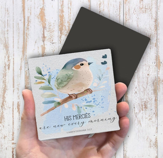 Spiritual His Mercies are New Bird Magnet Fridge - Sets of 2