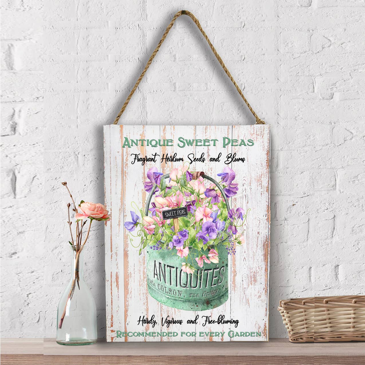 Antique Sweet Peas Flowers Wall Decor