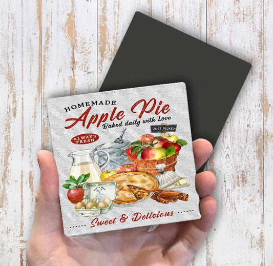 Country Homemade Apple Pie Magnet Fridge - Sets of 2