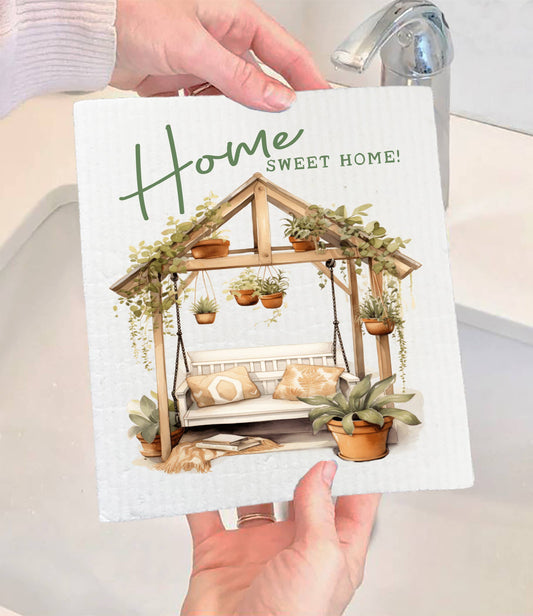 Set of 2 - Home Sweet Home Proch Swing SWEDISH DISH CLOTH