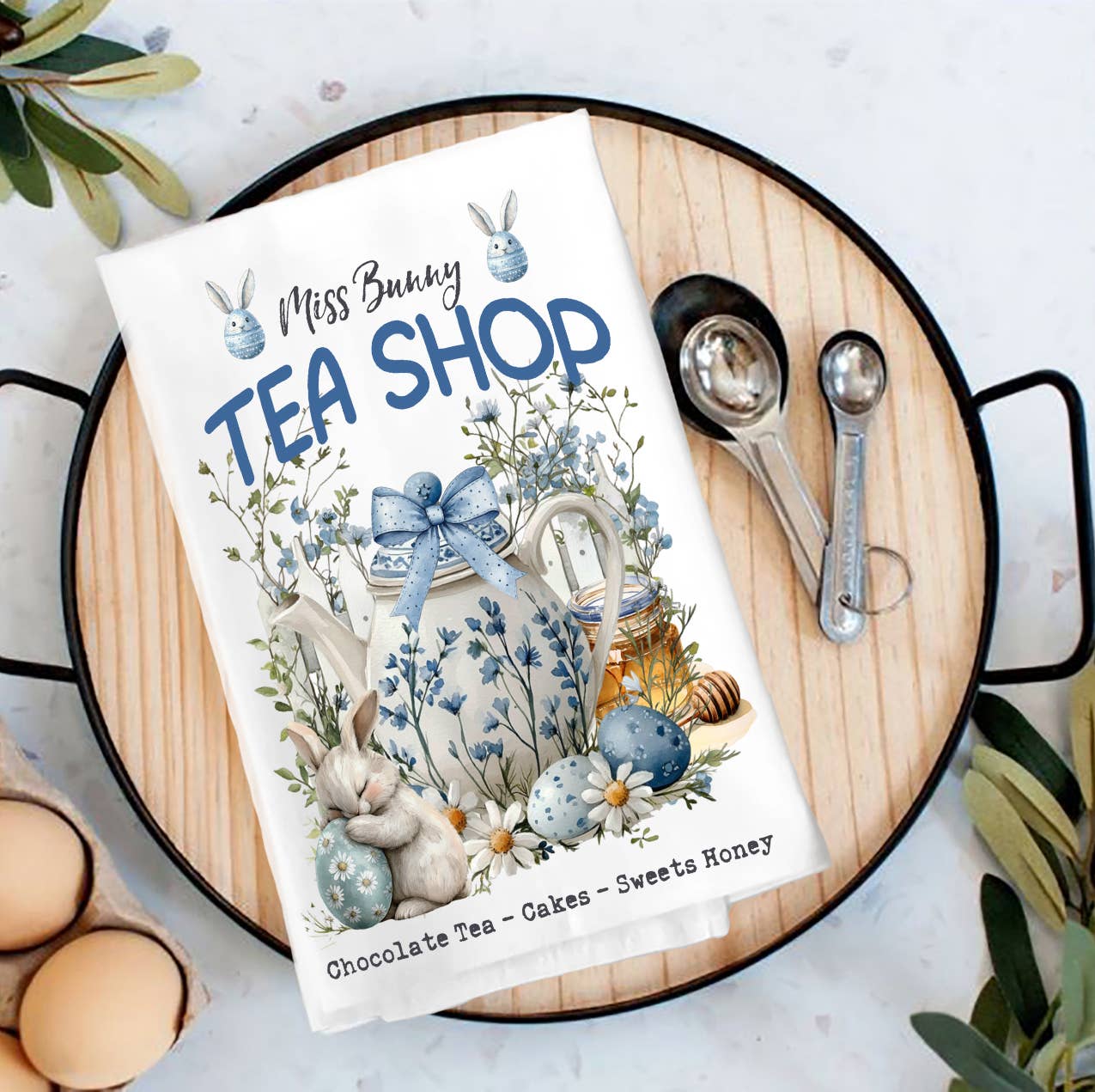 Easter Miss Bunny Tea Shop Tea Towel