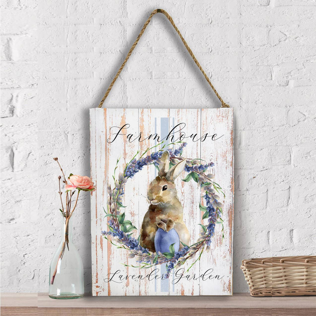Easter Farmhouse Lavender Bunny  Wall Decor