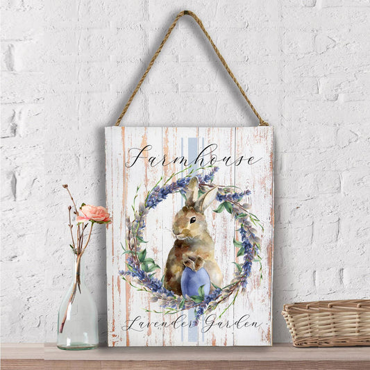 Easter Farmhouse Lavender Bunny  Wall Decor