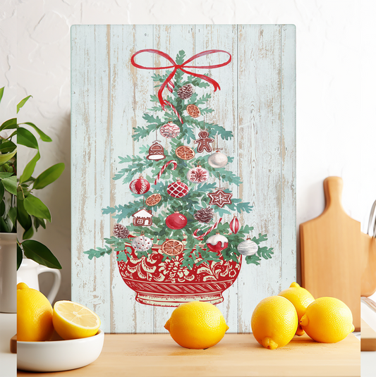 Glass Cutting Board Christmas Chinoiserie Christmas Tree
