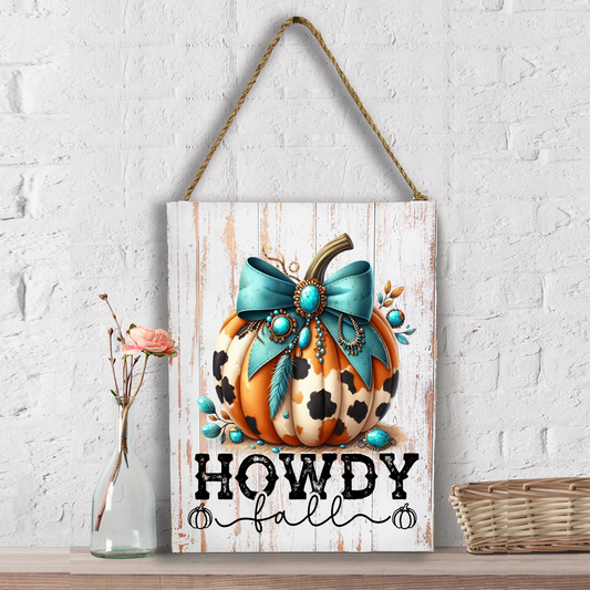 Howdy Fall Turquoise Pumpkin Wall Decor