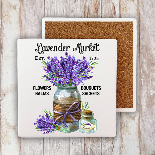 Purple Lavender Country Market  Stone Coaster