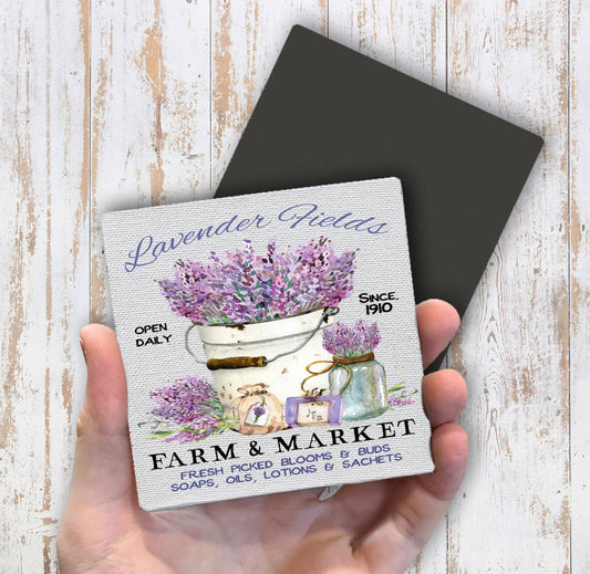 Lavender Field Farm & Market Magnet Fridge - Sets of 2