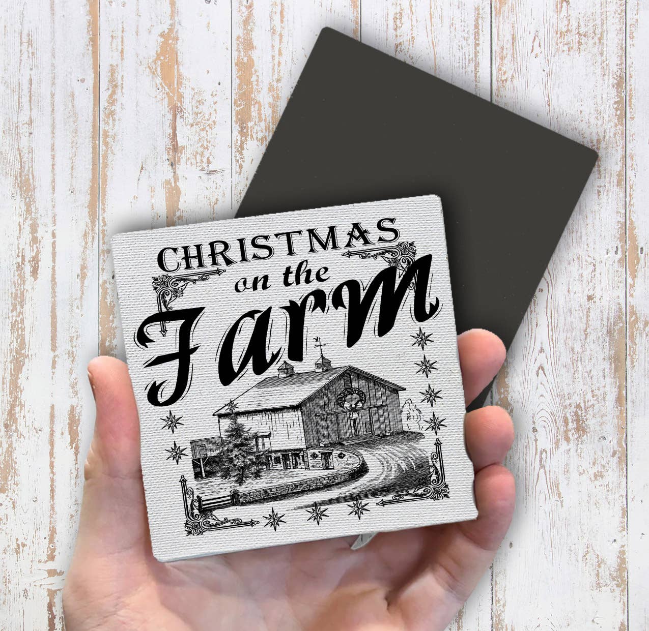 Christmas on the Farm Barn, Magnet Fridge - Sets of 2