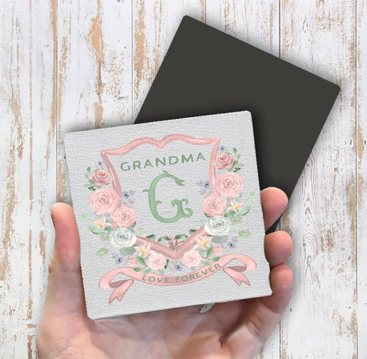 Mother's Day Grandma Floral Crest Magnet Fridge