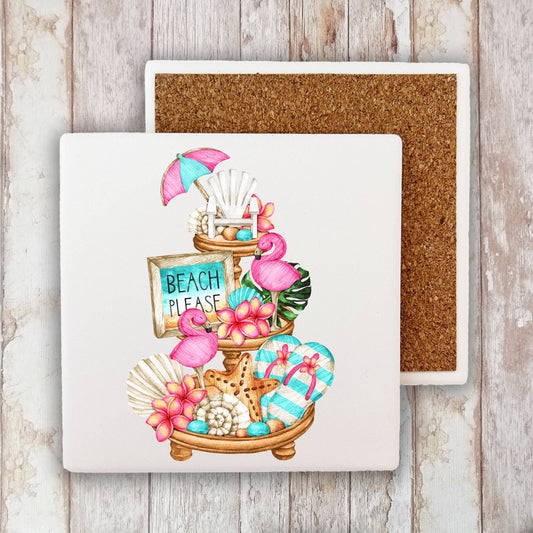 Beach Please 3 Tier Tray  Stone Coaster