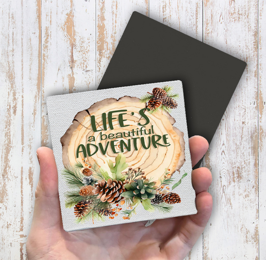 Lifes a beautiful Adventure Pine Cones Magnet Fridge (Set of 2)