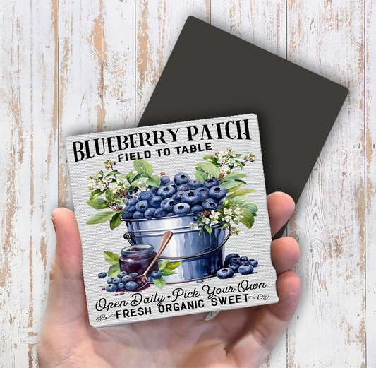 Blueberry Patch Field to Table  Magnet Fridge (Set of 2)