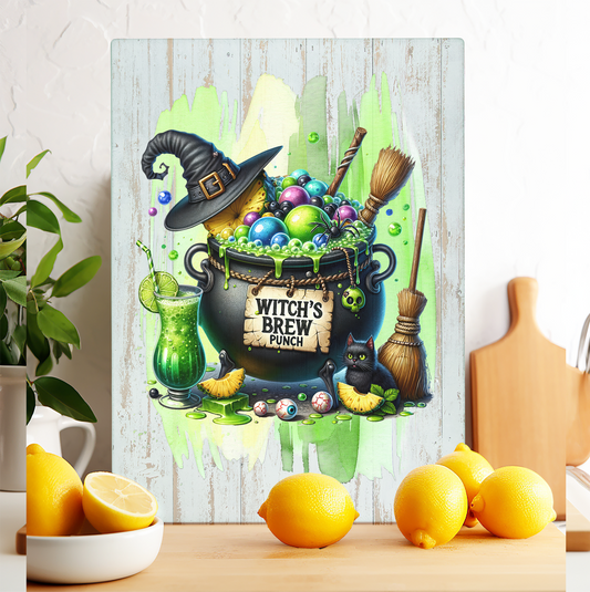 Glass Cutting Board Halloween Witch's Brew Punch