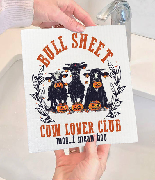 Halloween Bull Sheets Cows Pumpkins Swedish Dishcloth-Sets of 2