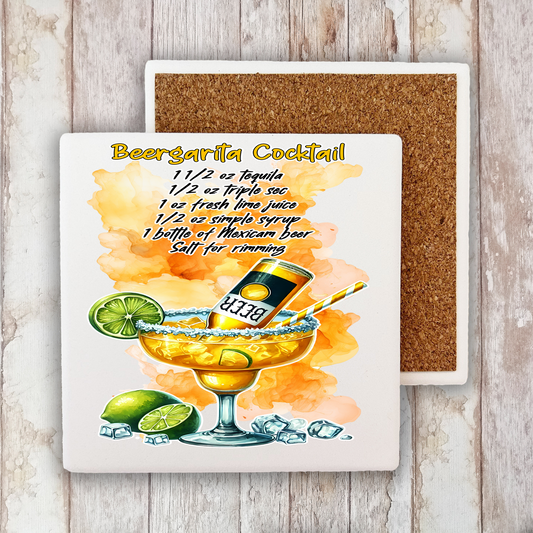 Summer Cocktail Beergarita Stone Coaster (Set of 2)