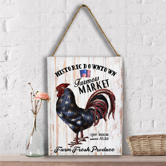 Farmers Market Patriotic Rooster Wall Decor