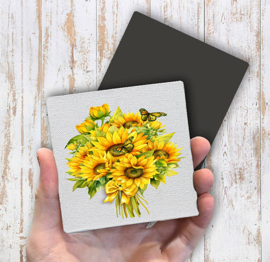 Sunflowers Butterfly Bouquet Magnet Fridge - Sets of 2