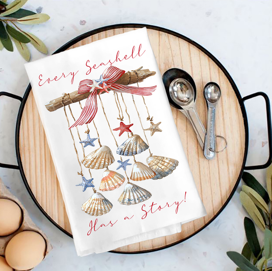 Every Seashell as a Story Beach  Tea Towel