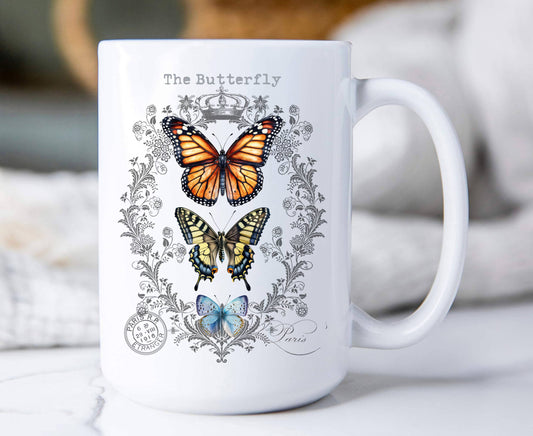 Vintage Butterflies Paris Coffee Mug