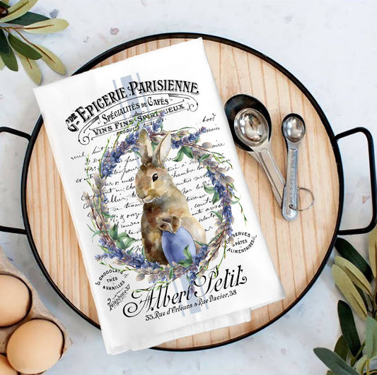Vintage Easter Bunny Lavender French Tea Towel