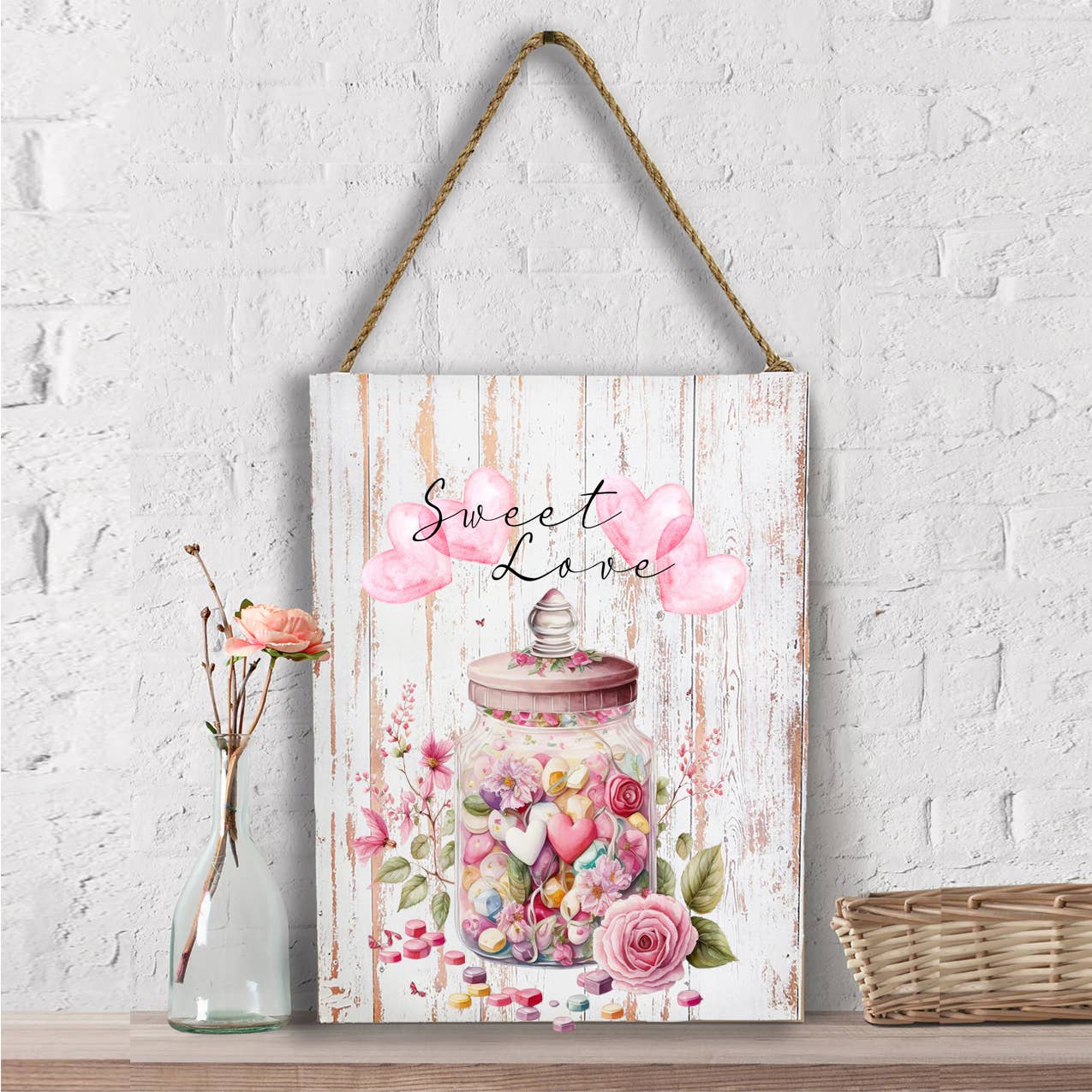 Valentine Candy Jar Sweet Love Heart Wall Decor