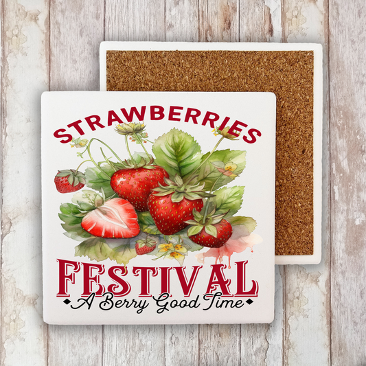 Strawberry Festival  Stone Coaster (Set of 2)