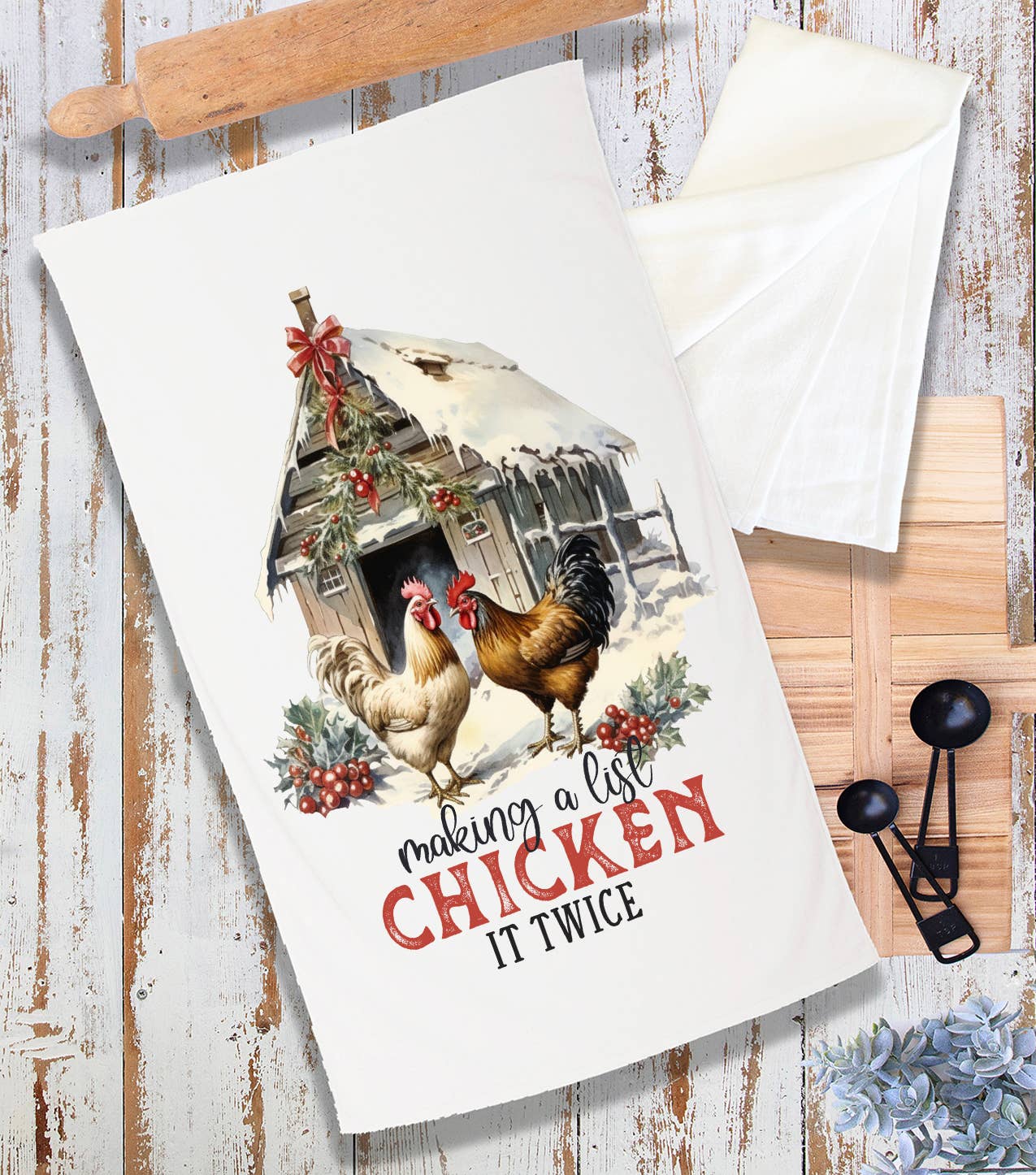 Christmas Making a List Chicken Terry Towel