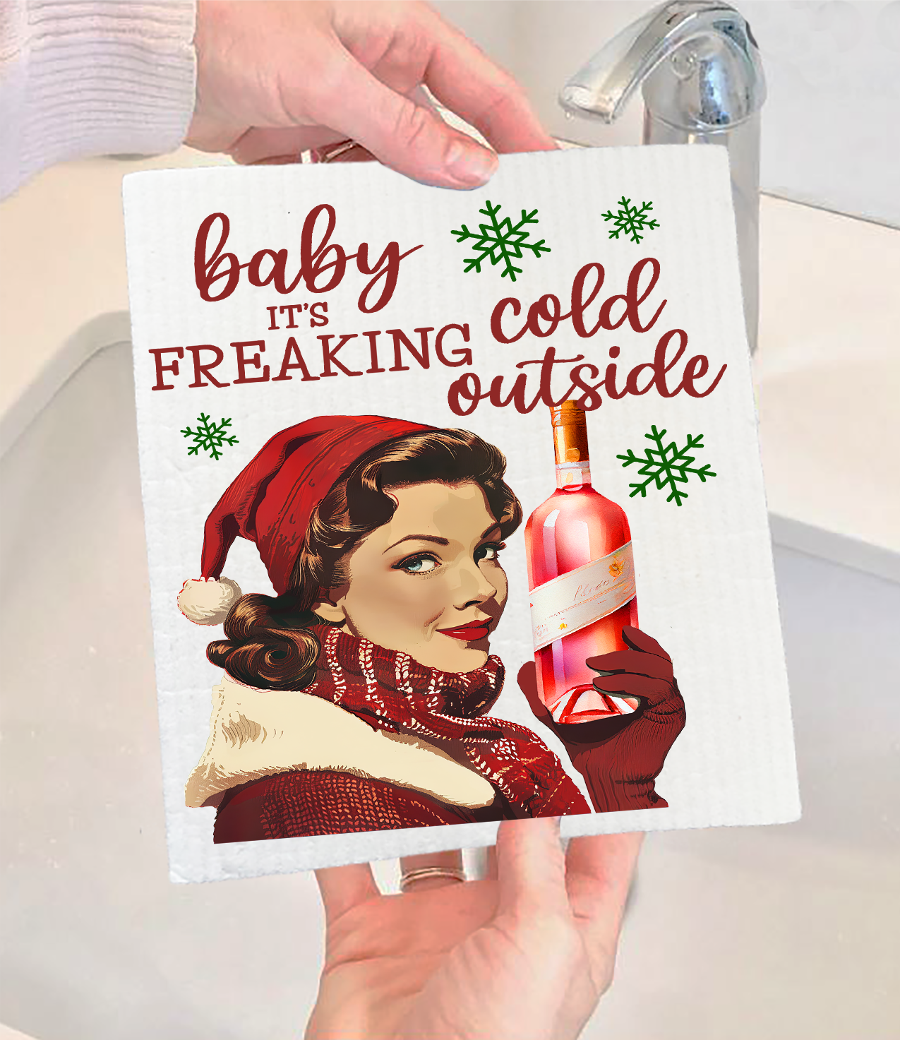 Christmas Funny Baby its Cold Outside Swedish Discloth (Set of 2)