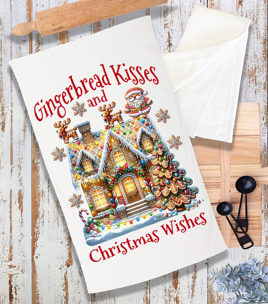 Christmas Gingerbread Kisses House Terry Towel