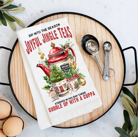 Christmas Joyful Jingle tea Pot Tea Towel