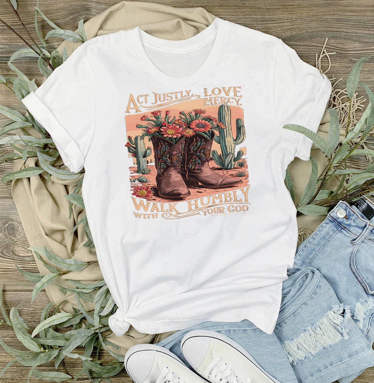 Walk Humble with God Western Spiritual T-Shirt