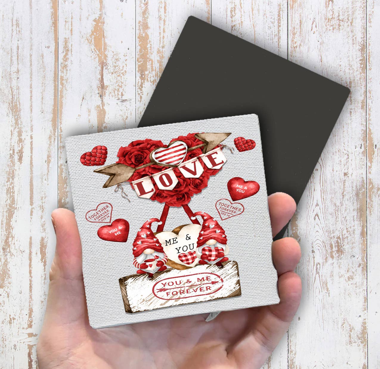 Valentine Gnome Red Roses Magnet Fridge - Sets of 2