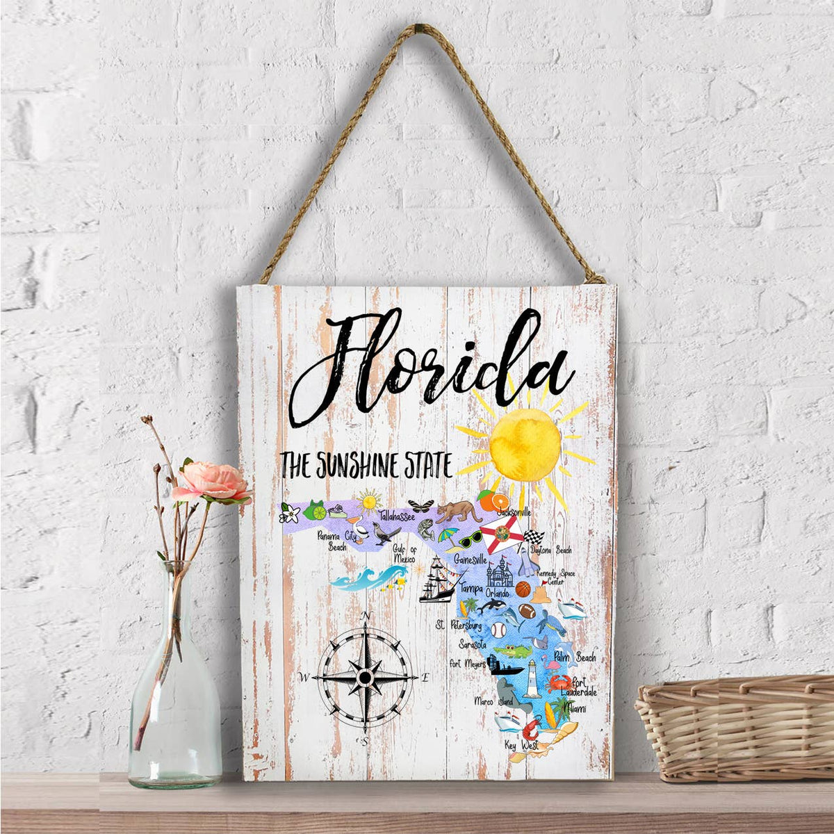 Florida State Map Souvenir Wall Decor