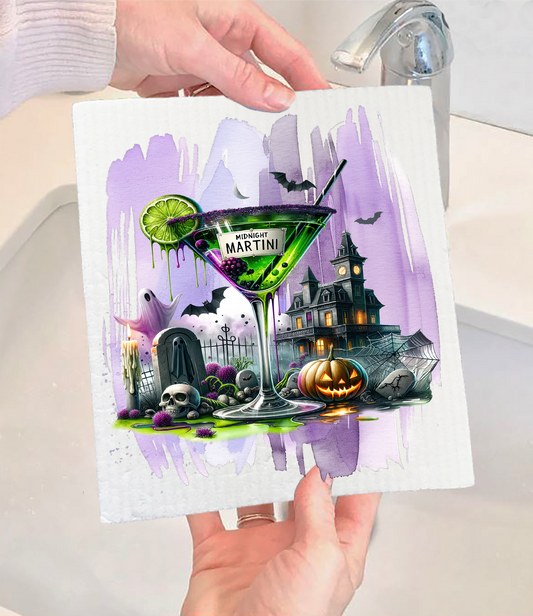 Halloween Midnight Martini Swedish Dishcloth (Set of 2)
