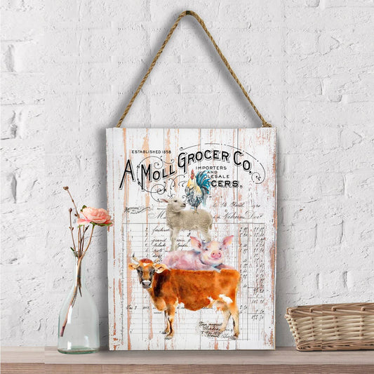 Vintage Farm Animals Grocers Wall Decor