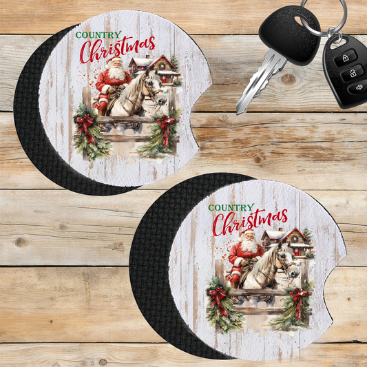 Car Coaster Country Christmas Santa Riding Horse