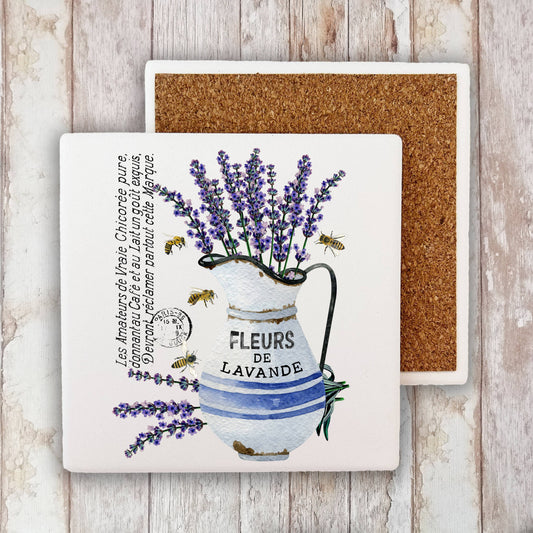 Farmhouse Lavender Fleurs Paris  Stone Coaster