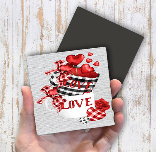 Valentine Love Red Hearts Coffee Magnet Fridge - Sets of 2