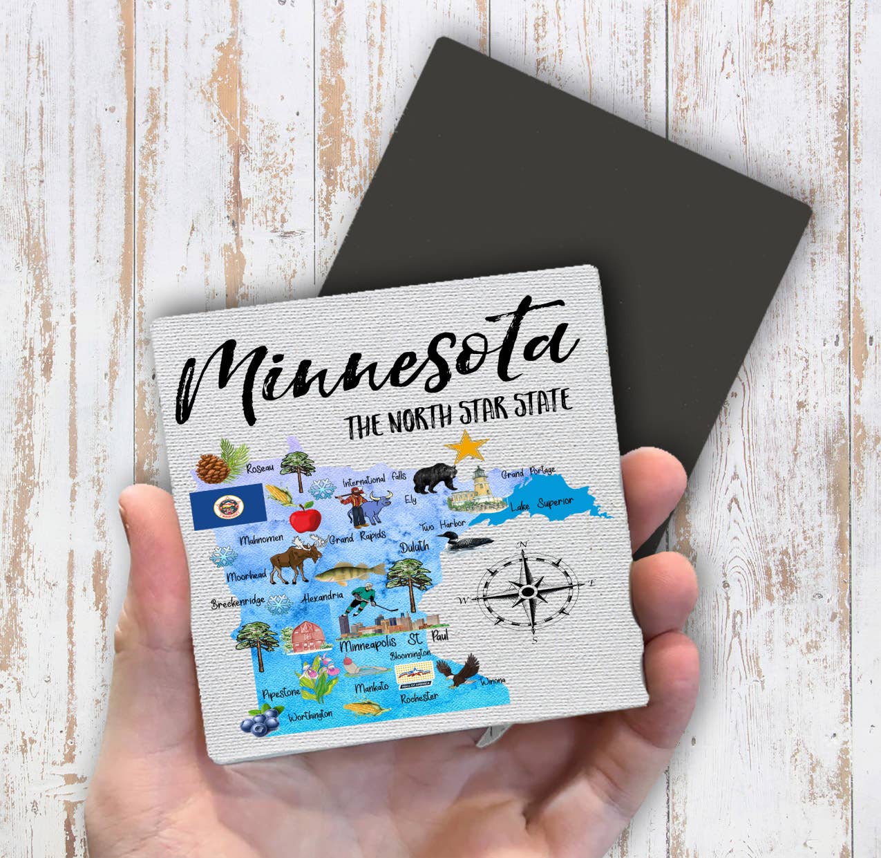 Minnesota State Map Souvenir Magnet Fridge - Sets of 2