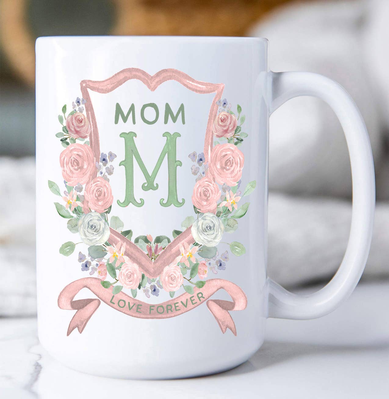 Mother's Day Mom Floral Crest Coffee Mug