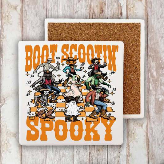 Halloween Boot Scootin Spooky Stone Coaster (Set of 2)