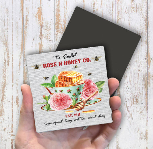 Rose & Honey English Tea Cup  Magnet Fridge - Sets of 2