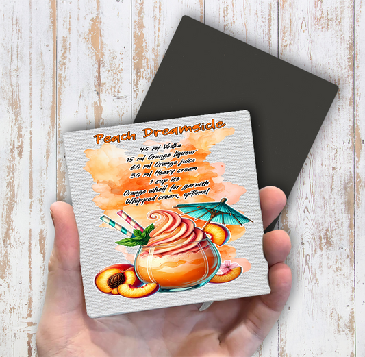 Summer Cocktail Peach Dreamsicle Magnet Fridge (Set of 2)