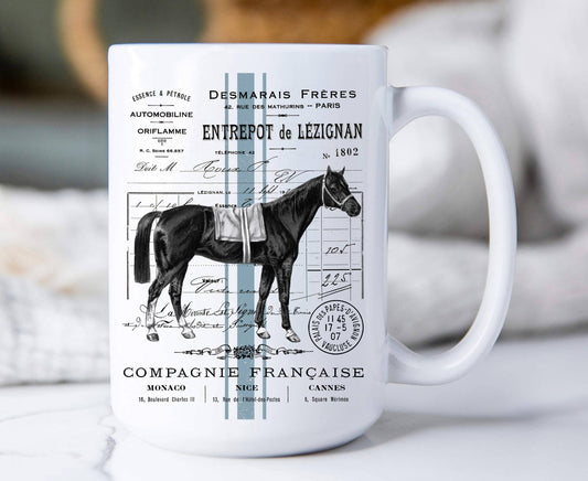 Vintage French Horse 15 oz Coffee Mug
