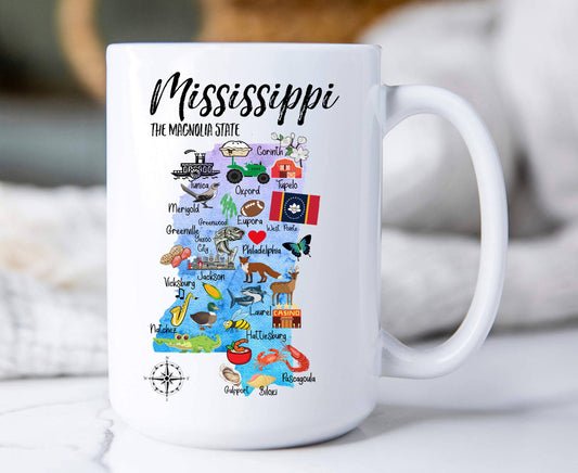 Mississippi State Map Souvenir Coffee Mug