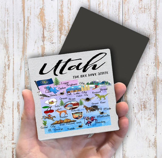 Utah State Map Souvenir Magnet Fridge - Sets of 2