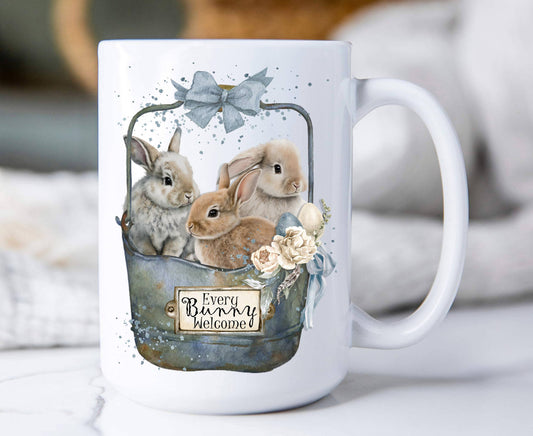 Easter Every Bunny Welcome Farmhouse 15 oz Coffee Mug